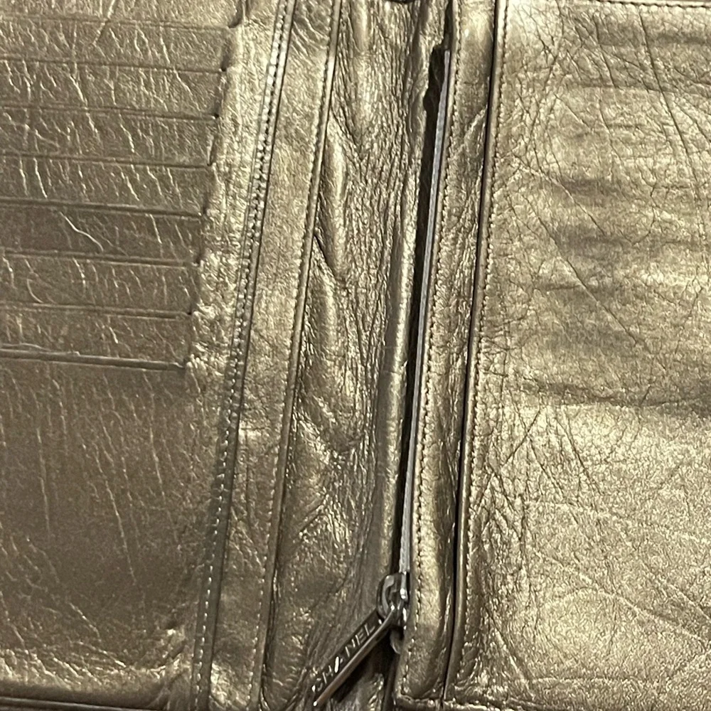 Chanel vintage cambon goldish bronze Quilted Metallic Wallet